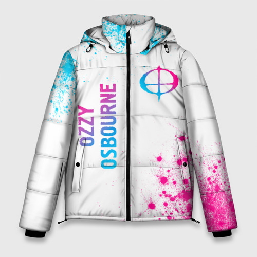 Мужская зимняя куртка 3D Ozzy Osbourne neon gradient style: надпись, символ, цвет черный