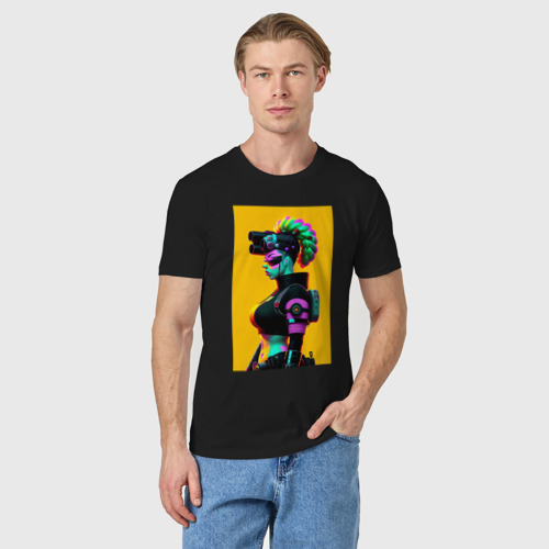 Мужская футболка хлопок с принтом Мардж Симпсон - киберпанк, фото на моделе #1