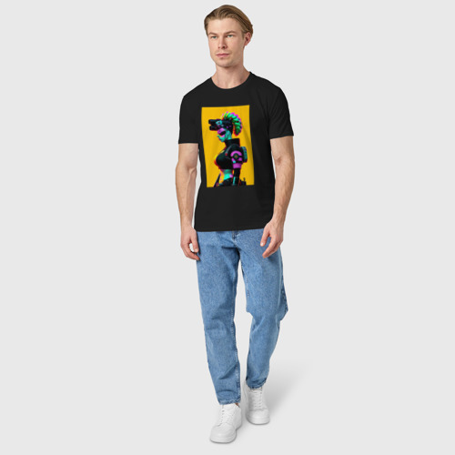 Мужская футболка хлопок с принтом Мардж Симпсон - киберпанк, вид сбоку #3