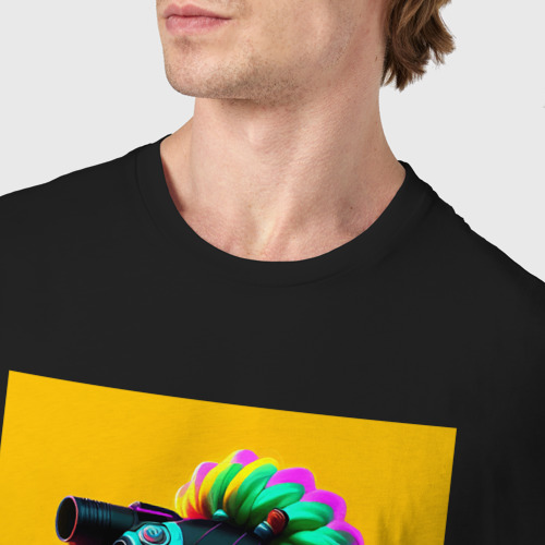 Мужская футболка хлопок с принтом Мардж Симпсон - киберпанк, фото #4