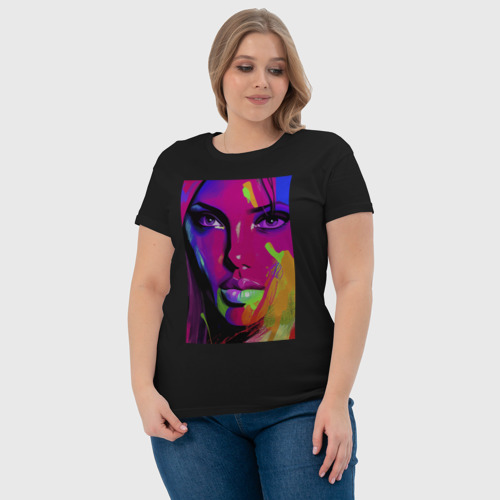 Женская футболка хлопок с принтом Эскиз лица девушки - авангард, фото #4