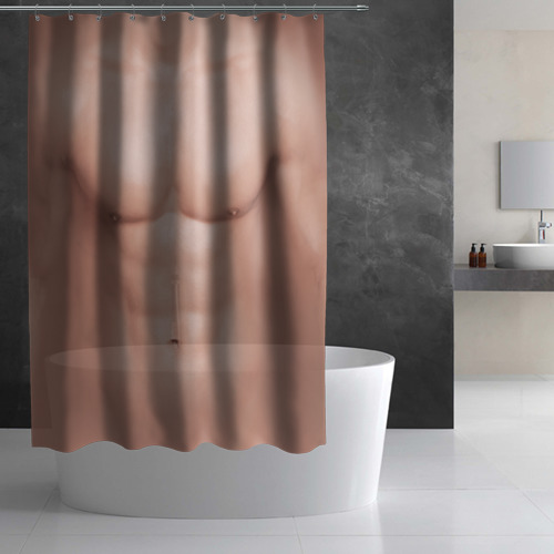 Штора 3D для ванной Мужской торс качка с мышцами - идеальное тело с мускулами - фото 3