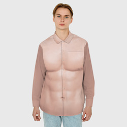 Мужская рубашка oversize 3D Мужской торс качка с мышцами - идеальное тело с мускулами - фото 2
