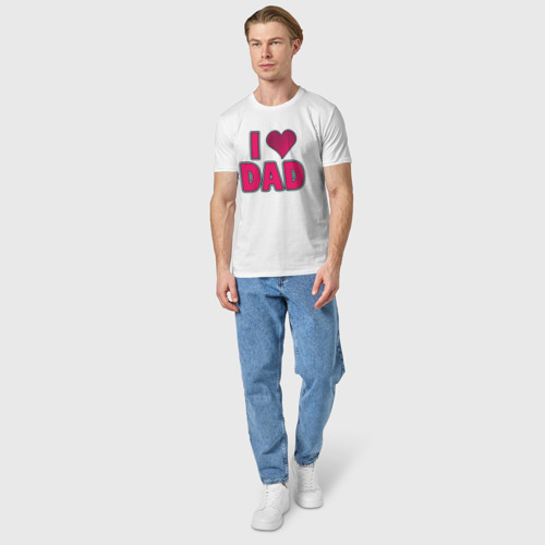 Мужская футболка хлопок с принтом Я люблю папу, текст и сердце с надписью, вид сбоку #3