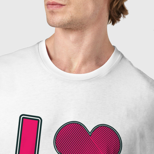 Мужская футболка хлопок с принтом Я люблю папу, текст и сердце с надписью, фото #4