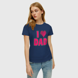 Женская футболка хлопок Я люблю папу, текст и сердце с надписью - фото 2