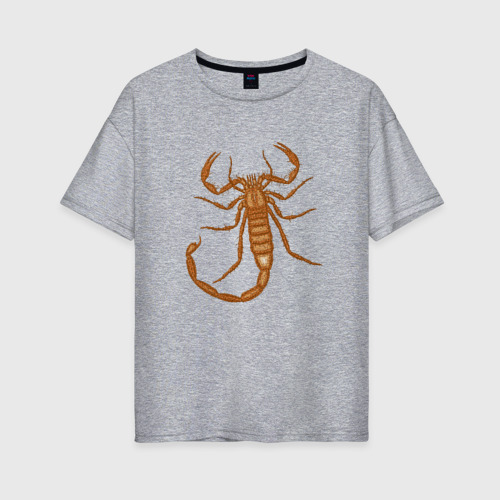 Женская футболка хлопок Oversize с принтом Скорпион коричневых тонов, вид спереди #2
