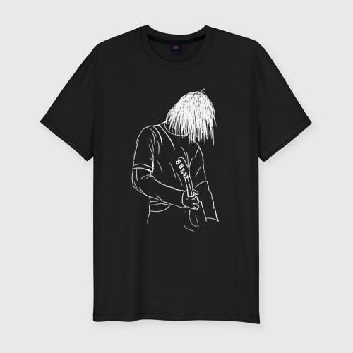 Мужская футболка хлопок Slim с принтом Kurt Cobain grunge, вид спереди #2
