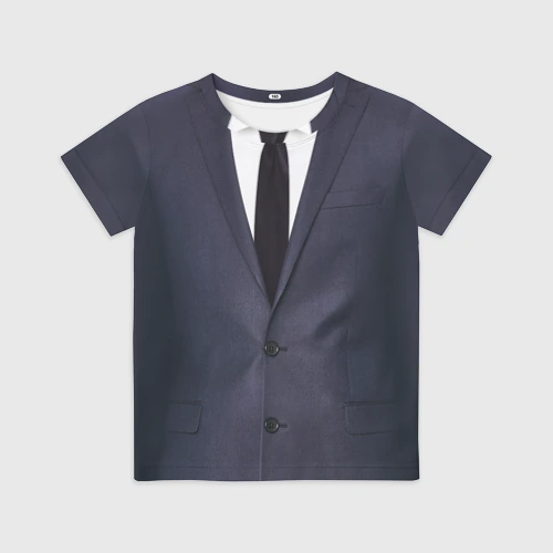 Детская футболка 3D с принтом Деловой пиджак с рубашкой, вид спереди #2