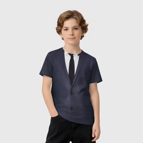 Детская футболка 3D с принтом Деловой пиджак с рубашкой, вид сбоку #3