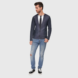 Лонгслив с принтом Деловой пиджак с рубашкой для мужчины, вид на модели спереди №3. Цвет основы: белый