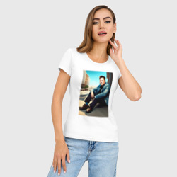Женская футболка хлопок Slim Элон Маск - фото 2