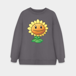 Женский свитшот oversize без начеса хлопок Подсолнух красивый