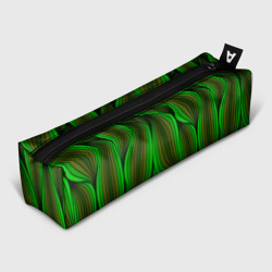 Пенал школьный 3D Зелёные листовые линии