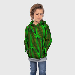 Детская толстовка 3D Зелёные листовые линии - фото 2