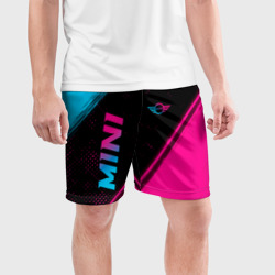 Мужские шорты спортивные Mini - neon gradient: надпись, символ - фото 2