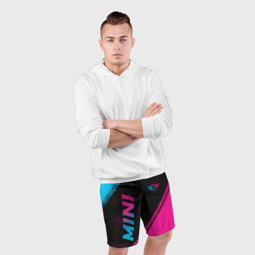 Мужские шорты спортивные Mini - neon gradient: надпись, символ, цвет 3D печать - фото 5