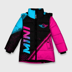 Зимняя куртка для девочек 3D Mini - neon gradient: надпись, символ