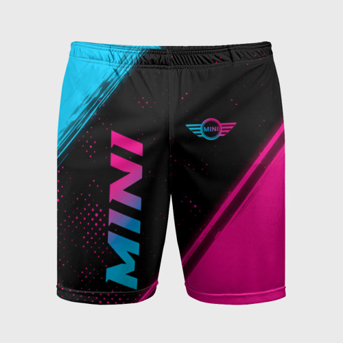 Мужские шорты спортивные Mini - neon gradient: надпись, символ, цвет 3D печать