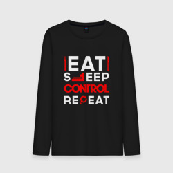 Мужской лонгслив хлопок Надпись eat sleep Control repeat