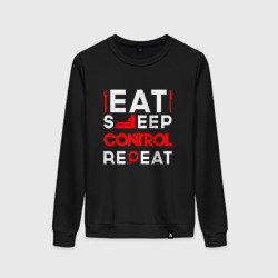 Женский свитшот хлопок Надпись eat sleep Control repeat