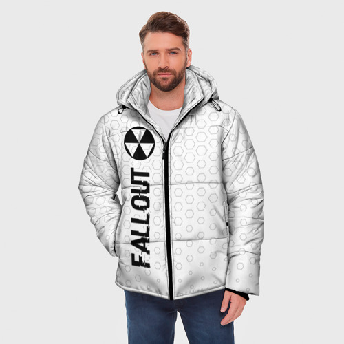 Мужская зимняя куртка 3D Fallout glitch на светлом фоне: по-вертикали, цвет черный - фото 3