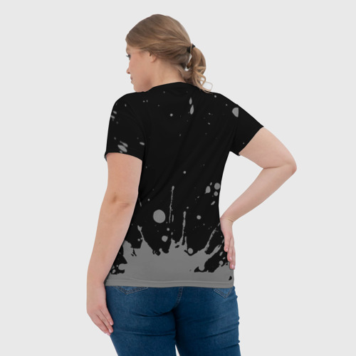 Женская футболка 3D с принтом Самбист - в рамке красного цвета, вид сзади #2