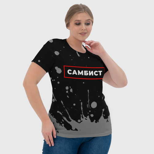 Женская футболка 3D с принтом Самбист - в рамке красного цвета, фото #4