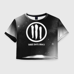 Женская футболка Crop-top 3D Three Days Grace glitch на темном фоне