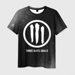 Мужская футболка 3D Three Days Grace glitch на темном фоне