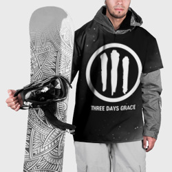 Накидка на куртку 3D Three Days Grace glitch на темном фоне