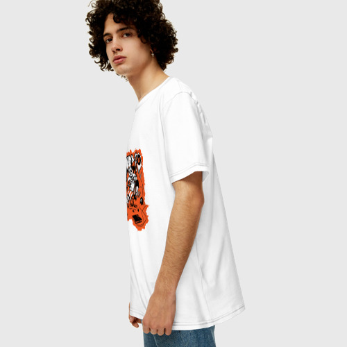 Мужская футболка хлопок Oversize с принтом Панда супер геймер, вид сбоку #3