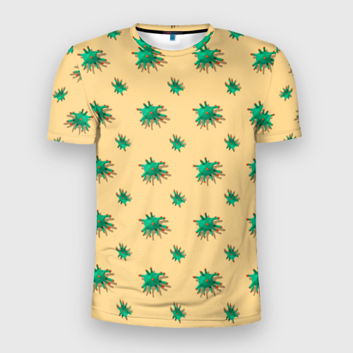 Мужская футболка 3D Slim Зеленый коронавирус, цвет 3D печать