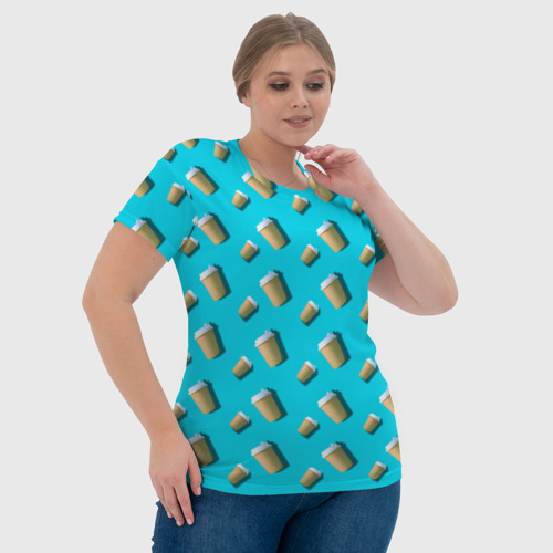 Женская футболка 3D Кофейный стакан, цвет 3D печать - фото 6
