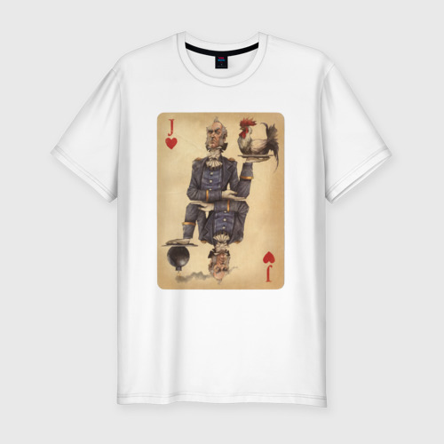 Мужская футболка хлопок Slim с принтом Fable III Джаспер, валет черви, вид спереди #2