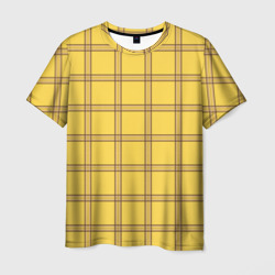 Мужская футболка 3D Желто-коричневая клетка