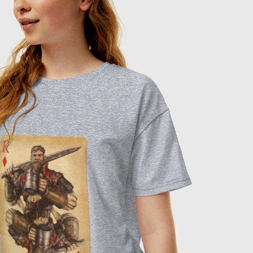 Женская футболка хлопок Oversize с принтом Fable III Сэр Уолтер Бэк, король буби, фото на моделе #1