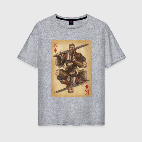 Женская футболка хлопок Oversize с принтом Fable III Сэр Уолтер Бэк, король буби, вид спереди #2