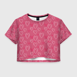 Женская футболка Crop-top 3D Нарисованные сердца паттерн