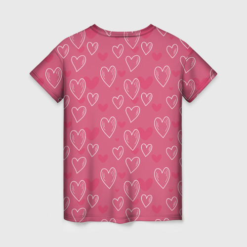 Женская футболка 3D Нарисованные сердца паттерн, цвет 3D печать - фото 2