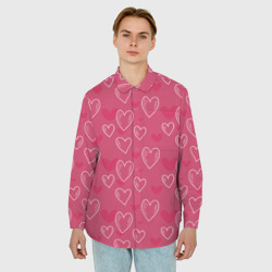 Мужская рубашка oversize 3D Нарисованные сердца паттерн - фото 2