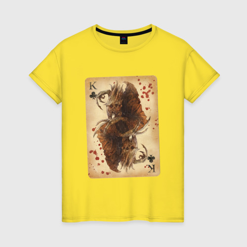 Женская футболка хлопок с принтом Fable III Хозяин Теней, король крести, вид спереди #2