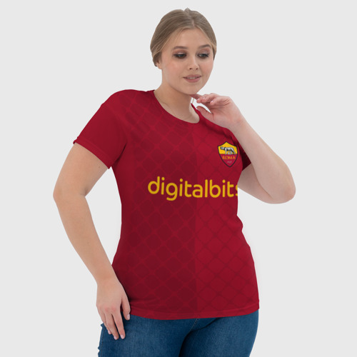 Женская футболка 3D с принтом AS Roma форма 22/23 домашняя, фото #4