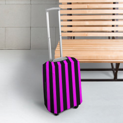 Чехол для чемодана 3D В полоску черного и фиолетового цвета - фото 2