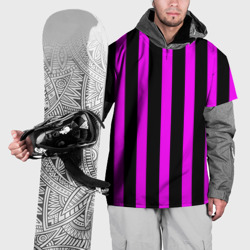Накидка на куртку 3D В полоску черного и фиолетового цвета