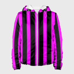 Женская куртка 3D В полоску черного и фиолетового цвета
