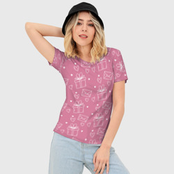 Женская футболка 3D Slim Влюбленным паттерн - фото 2