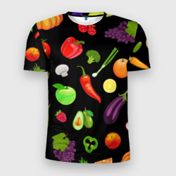 Мужская футболка 3D Slim Фрукты и овощи