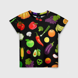 Детская футболка 3D Фрукты и овощи