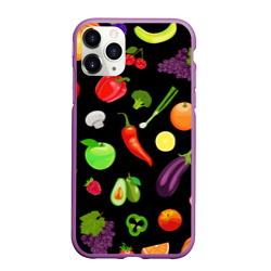 Чехол для iPhone 11 Pro Max матовый Фрукты и овощи